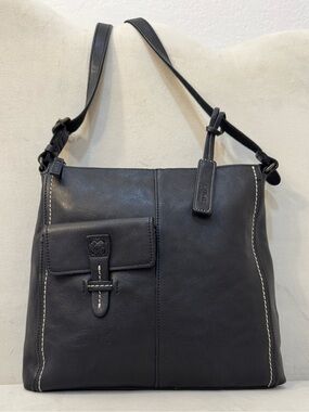 Leather Shoulder Bag in Black - Classic Women's Tote by Lime Made in Japan